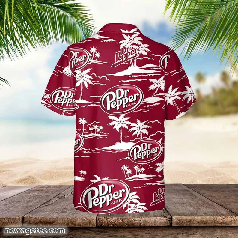 Dr Pepper Island Palm Leaves Pattern Shirt, Hawaiian beer lover Shirt, Pepper Aloha Shirt Summer Shirt, 3D Aloha Shirt, Vintage Button Shirt