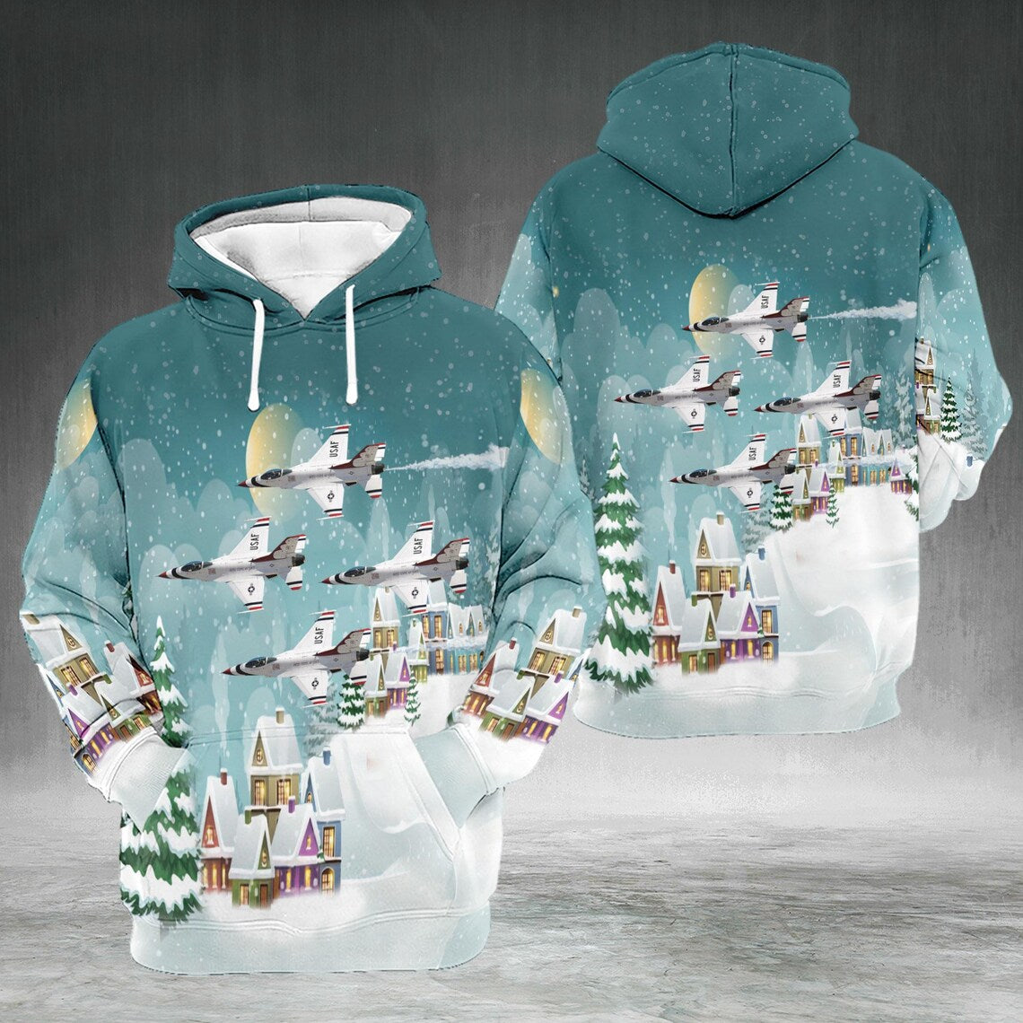US Air Force Thunderbirds Christmas Hoodie, Patriotic Military Sweater, Aviation Xmas Gift for Men & Women, Xmas Sweatshirt Party Outfit