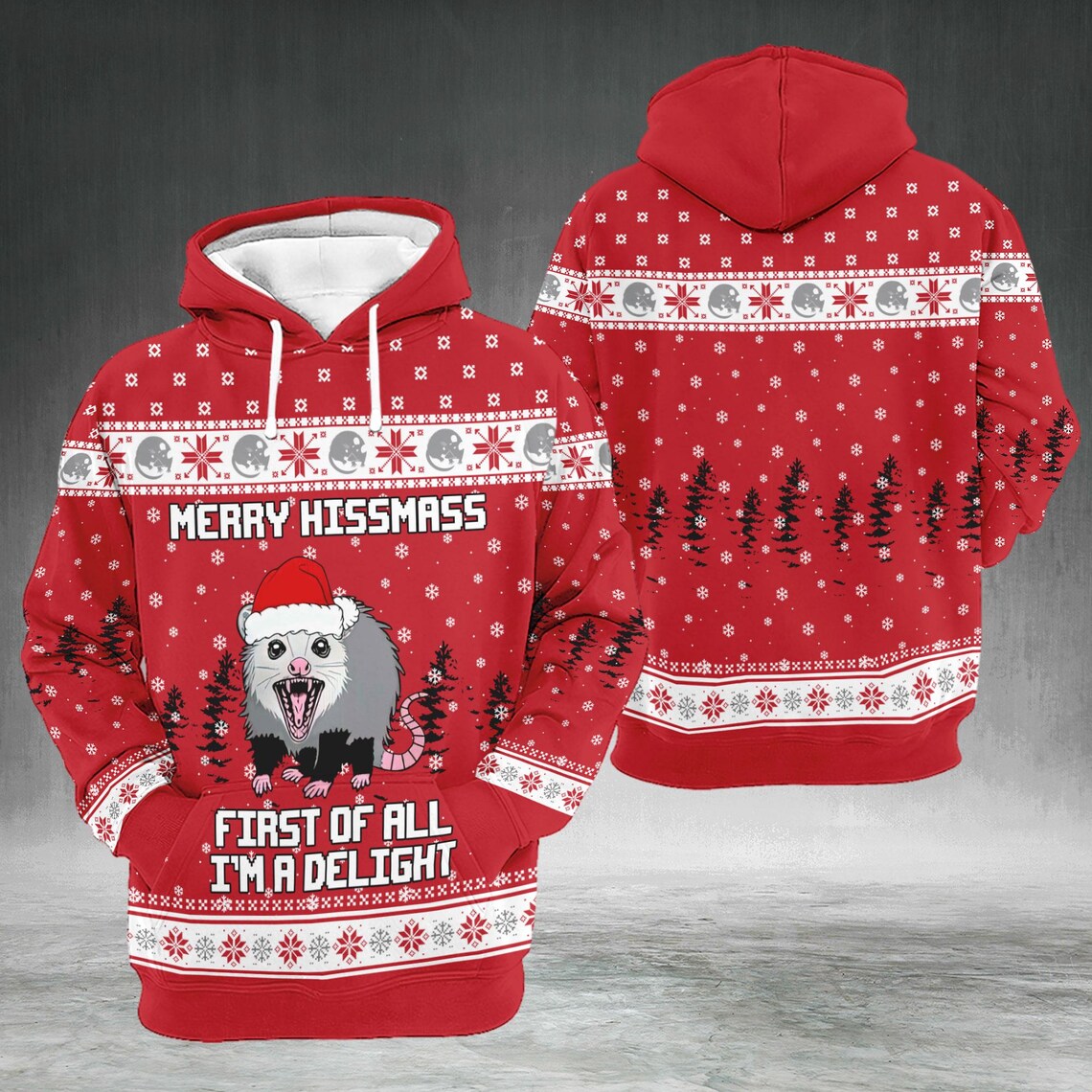 Funny Possum Christmas Hoodie, Merry Hissmass Sweatshirt, Animal Lover Gift, Holiday Humor Sweatshirt, Party Outfit