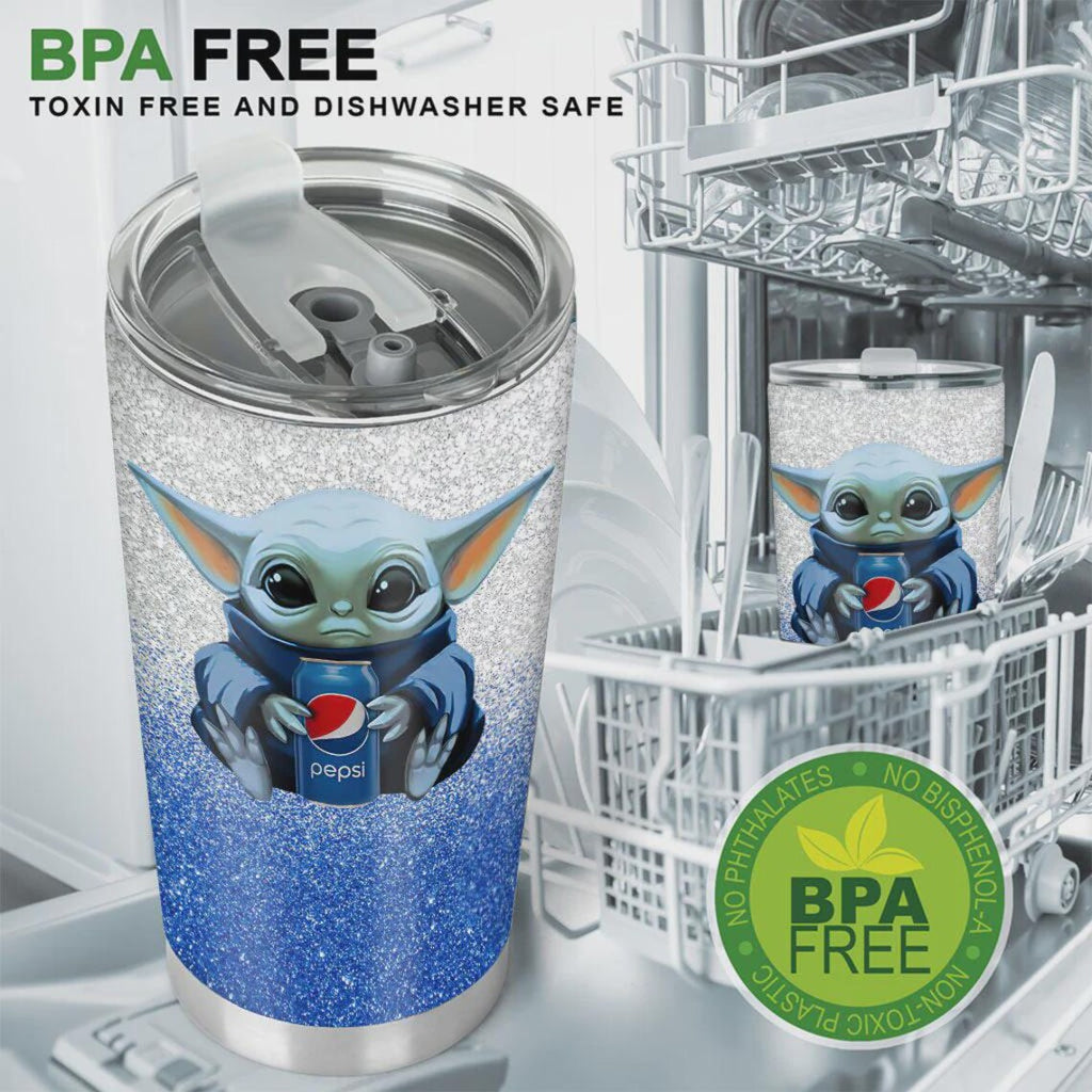 Just A Girl Who Loves Pepsi Tumbler, Cute Character Cup, Blue Glitter Mug, Gift For Pepsi Lover, Stainless Steel Travel Cup