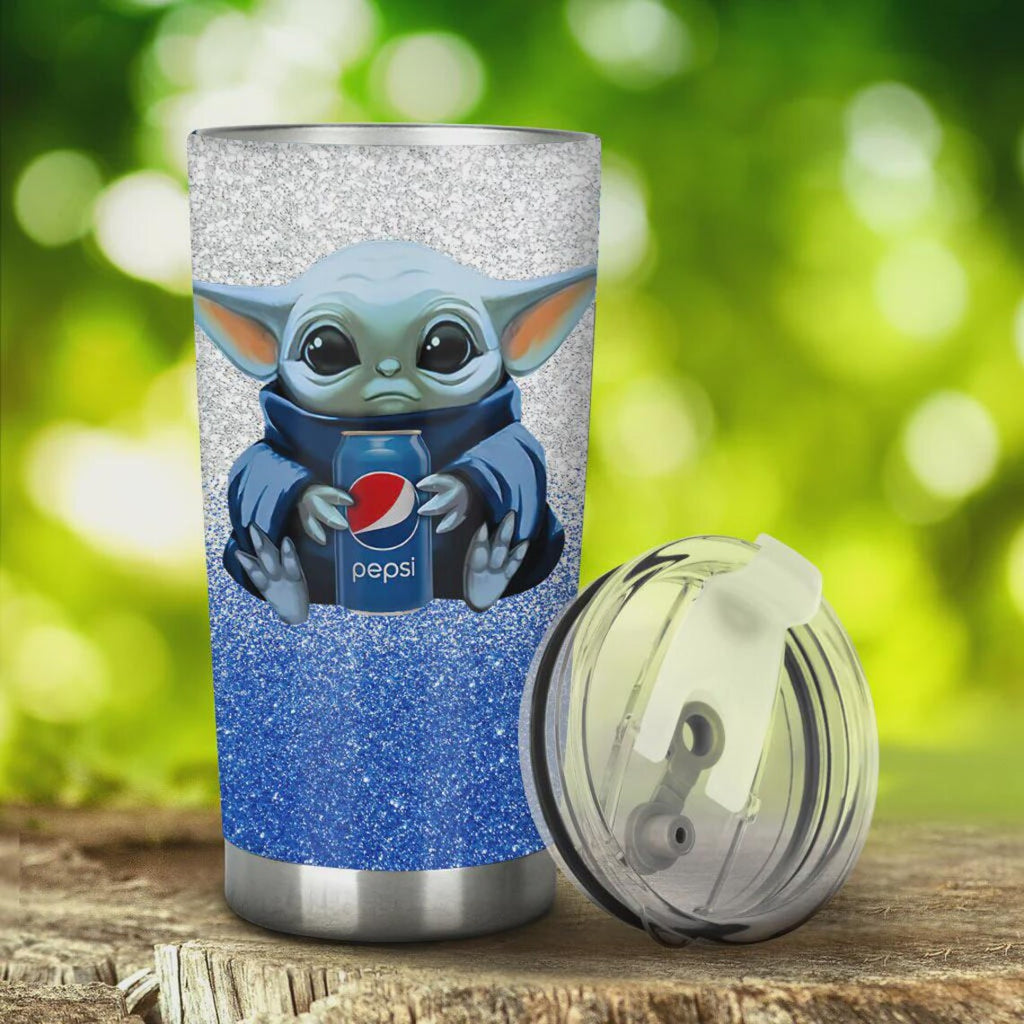 Just A Girl Who Loves Pepsi Tumbler, Cute Character Cup, Blue Glitter Mug, Gift For Pepsi Lover, Stainless Steel Travel Cup
