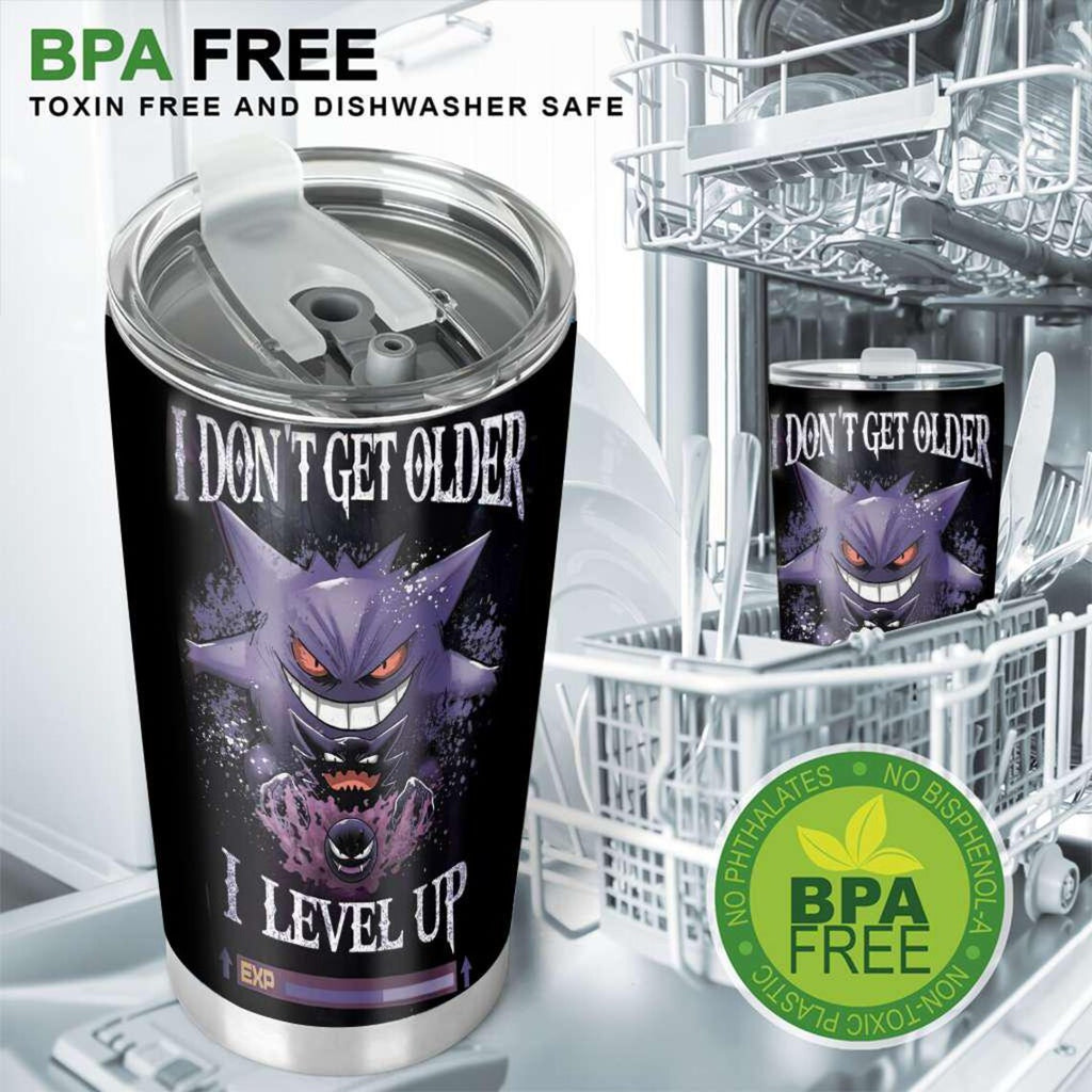 Gengar Tumbler, Anime Ghost Cup, Anime Travel Mug, Gamer Gift, Stainless Steel Custom Mug, Dark Purple Drinkware