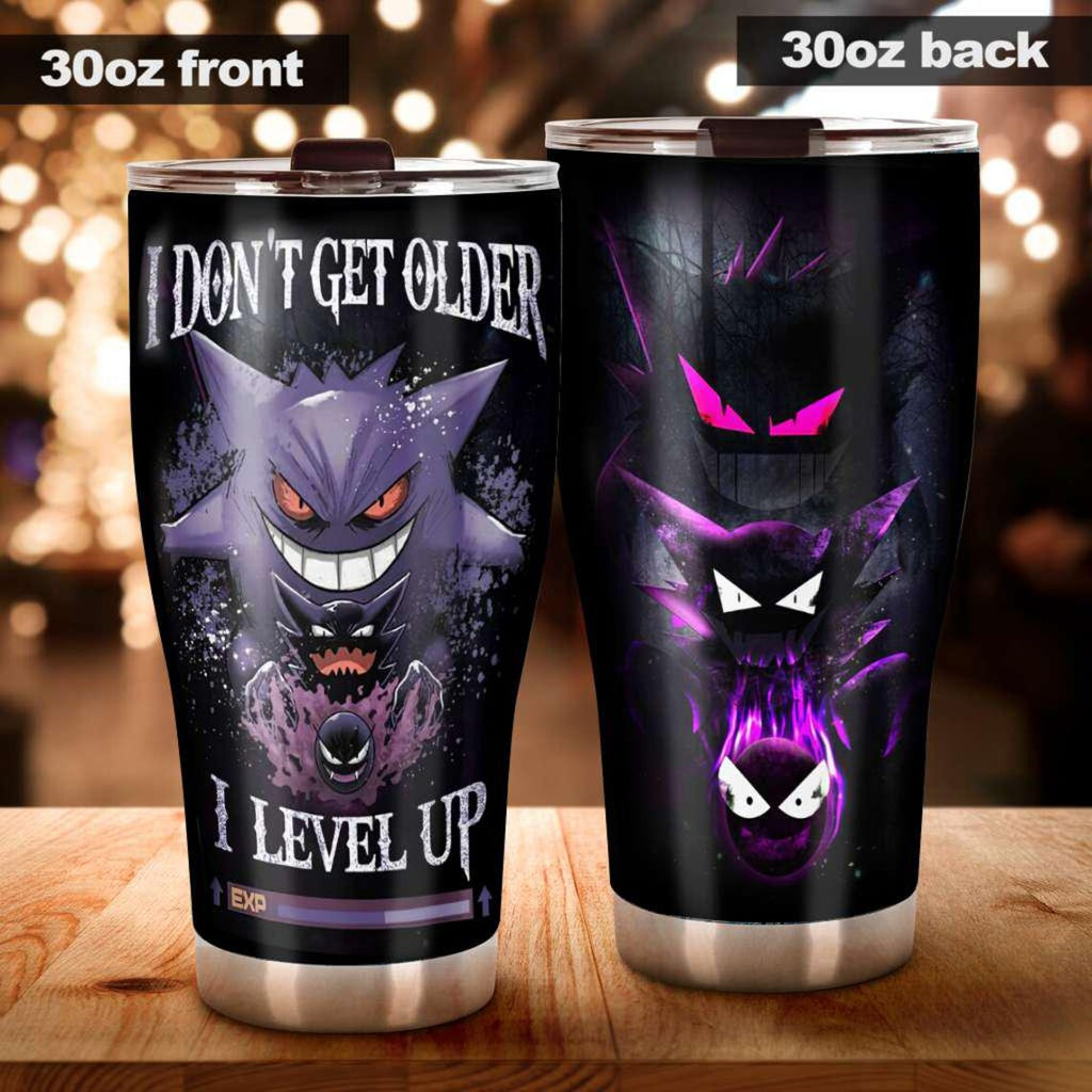 Gengar Tumbler, Anime Ghost Cup, Anime Travel Mug, Gamer Gift, Stainless Steel Custom Mug, Dark Purple Drinkware