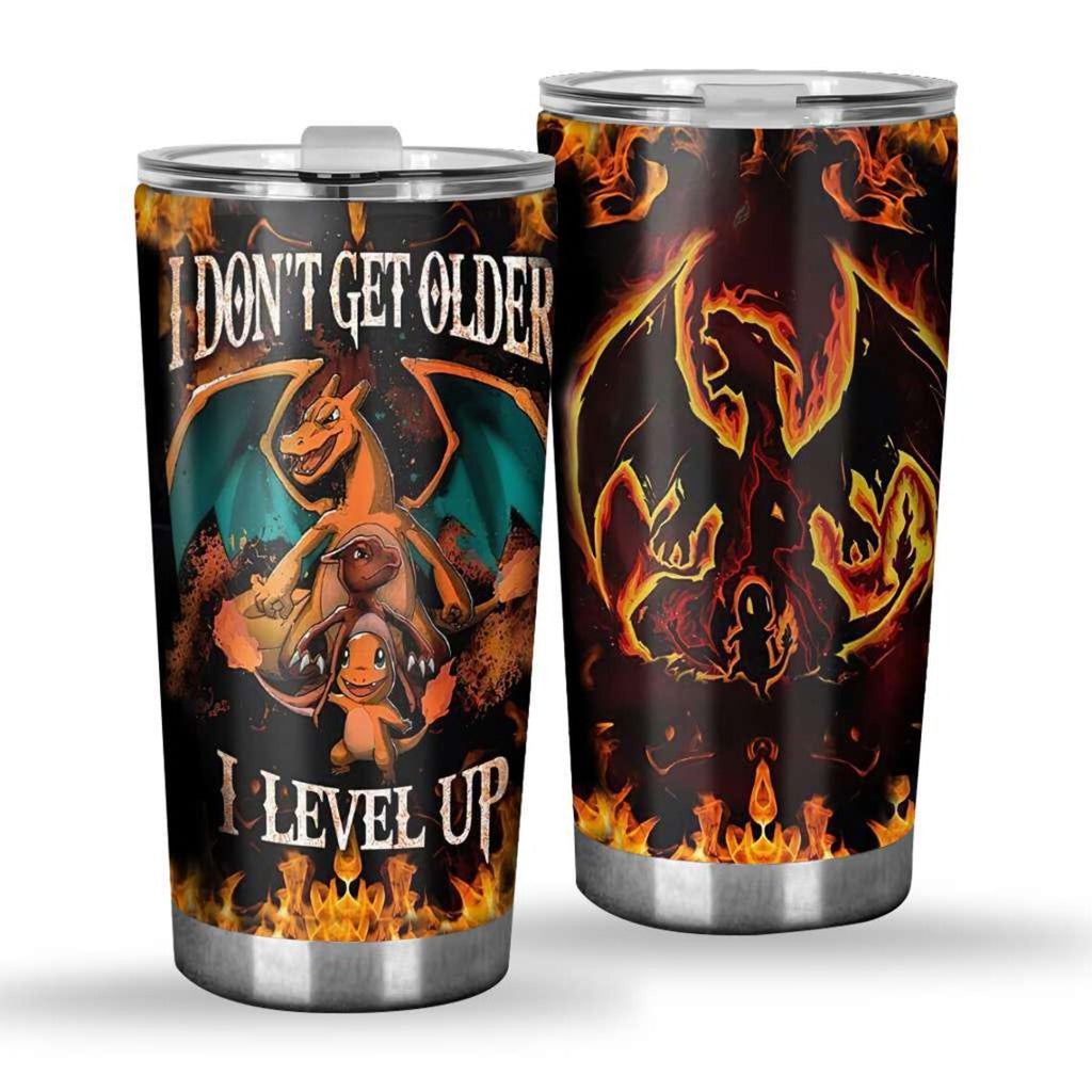 Charizard Tumbler, Fire Dragon Cup, Pokemon Travel Mug, Gamer Gift Idea, Stainless Steel Anime Tumbler, Custom Name Mug