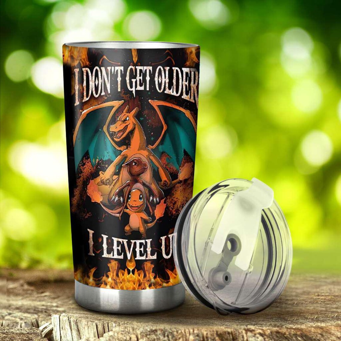 Charizard Tumbler, Fire Dragon Cup, Pokemon Travel Mug, Gamer Gift Idea, Stainless Steel Anime Tumbler, Custom Name Mug