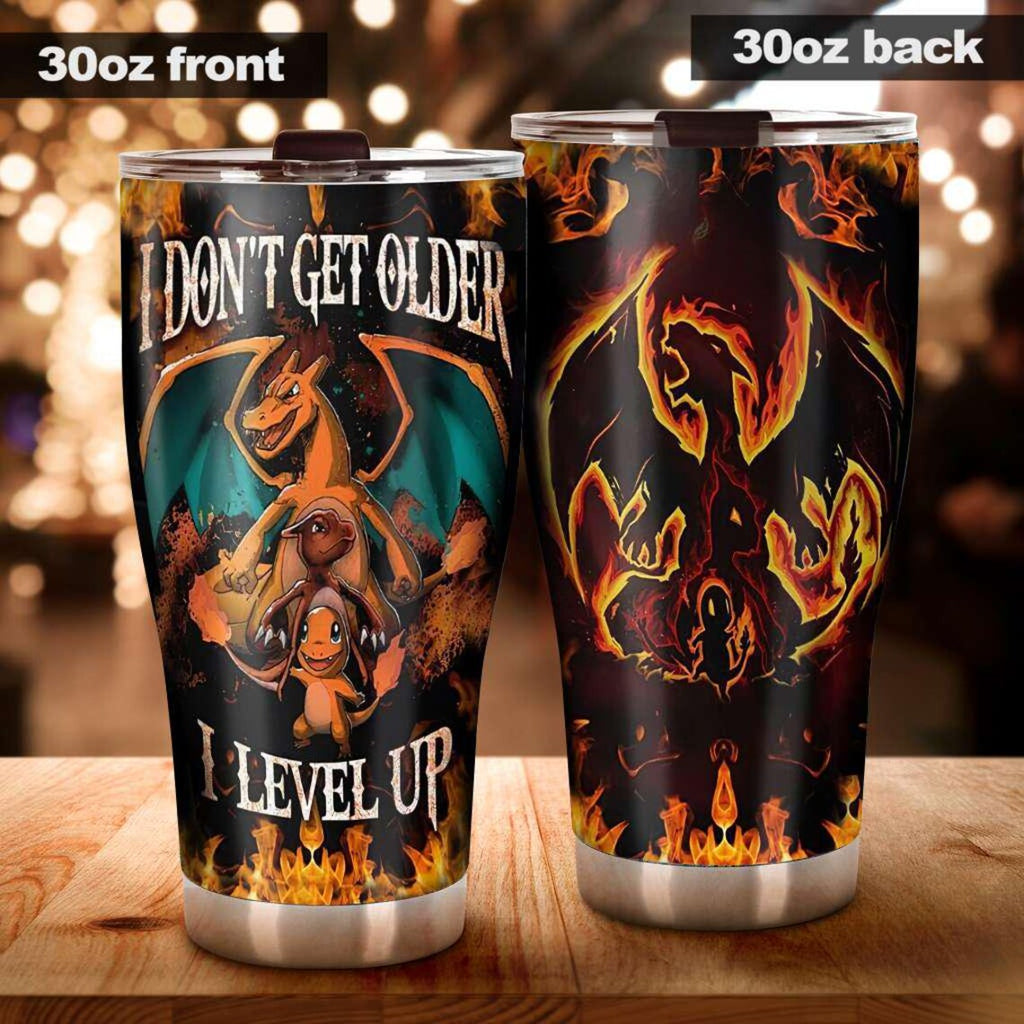 Charizard Tumbler, Fire Dragon Cup, Pokemon Travel Mug, Gamer Gift Idea, Stainless Steel Anime Tumbler, Custom Name Mug