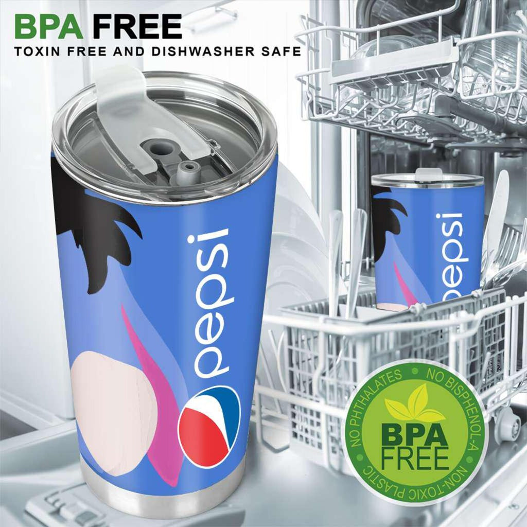 Pepsi Tumbler, Funny Eeyore Cup, Pepsi Lover Gift, Cute Stainless Steel Travel Cup, Custom Name Drinkware