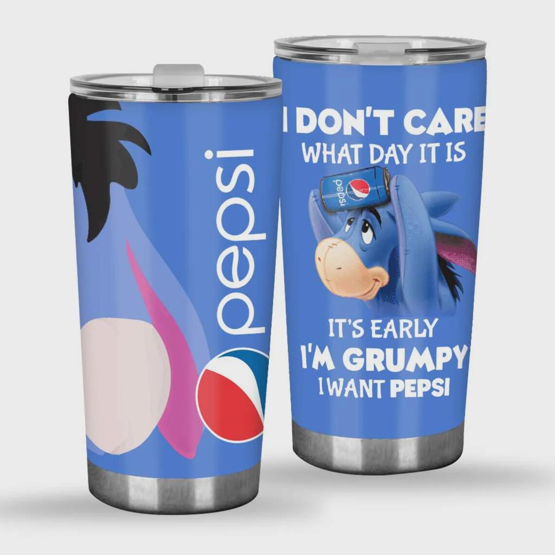 Pepsi Tumbler, Funny Eeyore Cup, Pepsi Lover Gift, Cute Stainless Steel Travel Cup, Custom Name Drinkware